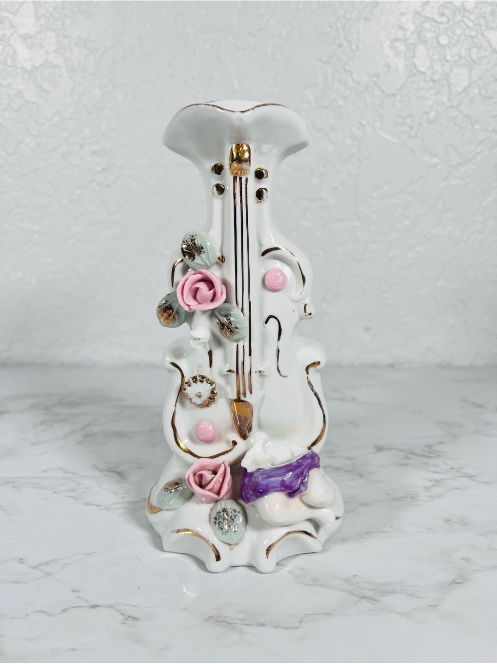 Vintage Ceramic Violin Cello Vase